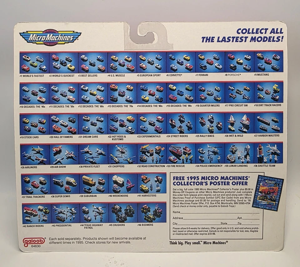 Micro Machines Minis #12 Decades The 60's Classic Cars Galoob 1994 NEW Vintage - Image 2 of 3