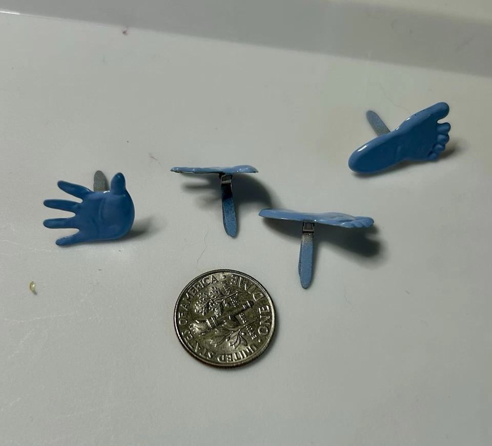 Blue Hand And Feet BRADS Baby Shower Boy Scrapbooking Card Making Stamping Foto 2 de 2