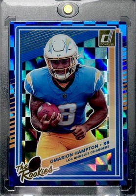 Omarion Hampton ROOKIE RARE CHECKERBOARD REFRACTOR INVESTMENT CARD CHARGERS MINT