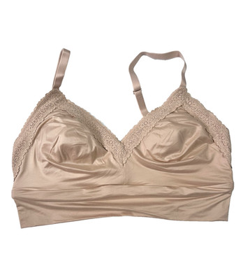 NWT! Aerie Bra Crop Wireless Lace Detail Padded Beige Nude Size L DD