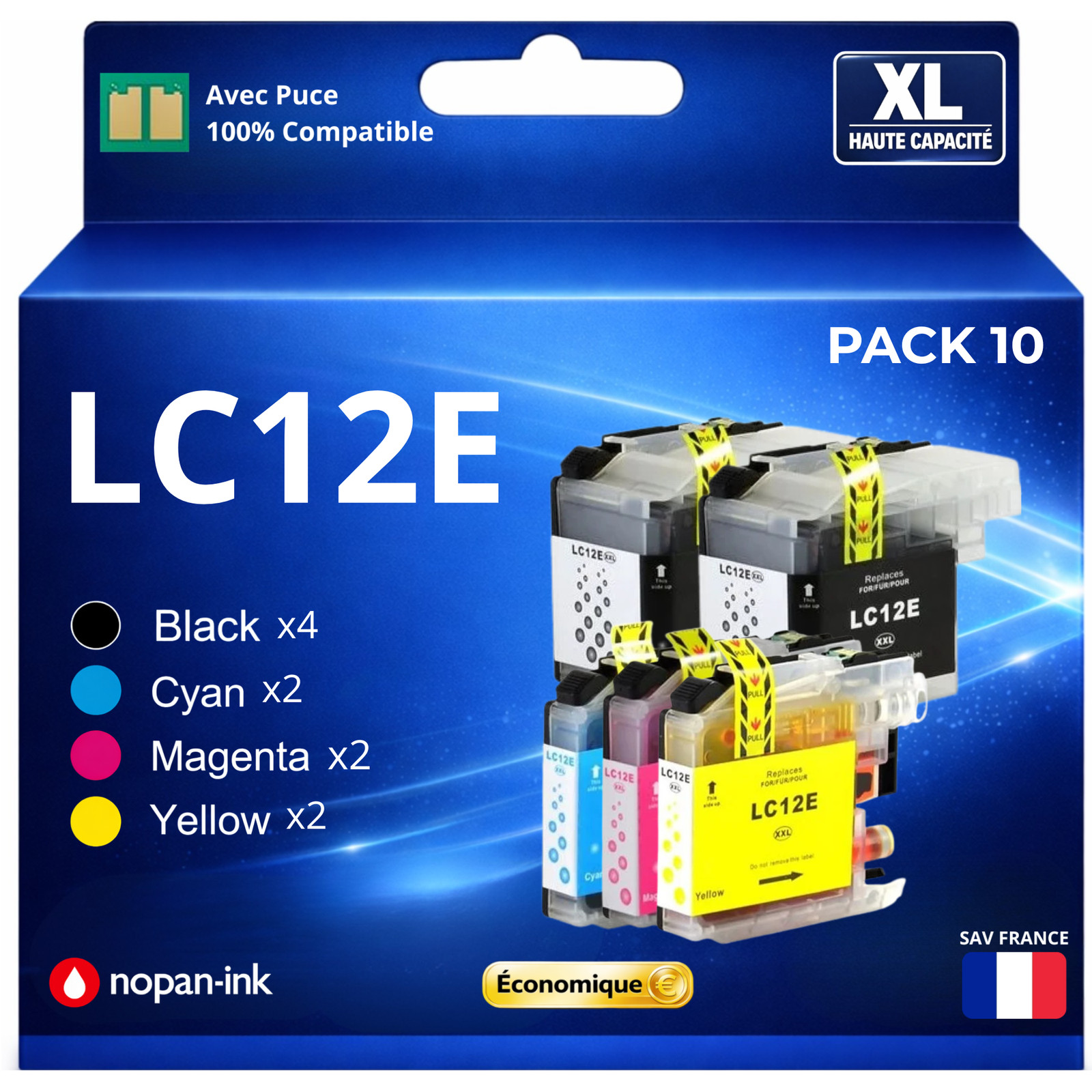 Pack 10 LC12E compatible imprimante Brother MFC J6925DW cartouche encre