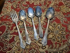 5 Vintage well tarnished Greenbrier Resort Hotel Service Silverware Pieces