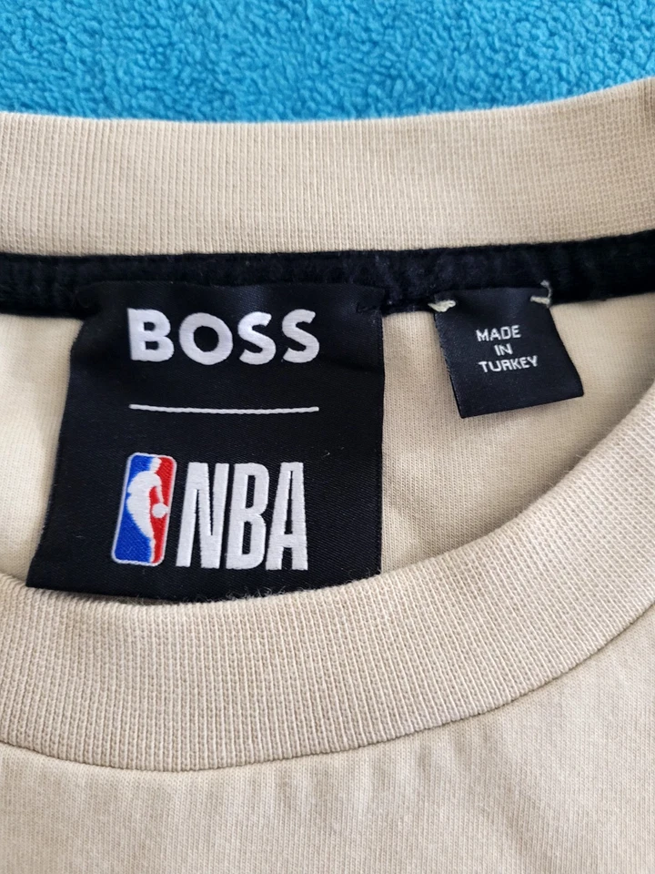 Hugo Boss x NBA Chicago Bulls Knit Sweatshirt Crewneck Embossed Sz XL Beige - Image 4 of 4
