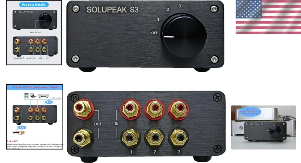 Premium 3-in-1 RCA Switch Box - No Signal Loss, Ideal for Audio Enthusiasts - Image 2 of 4