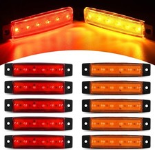 Nilight 10 PCS Amber Red 3.8 Inch 6 LED Side Marker Front Rear Indicator Clearan