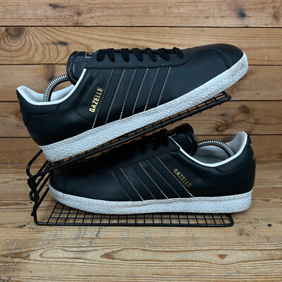 Adidas Trainers Men Size UK 10 Gazelle Black Leather Originals