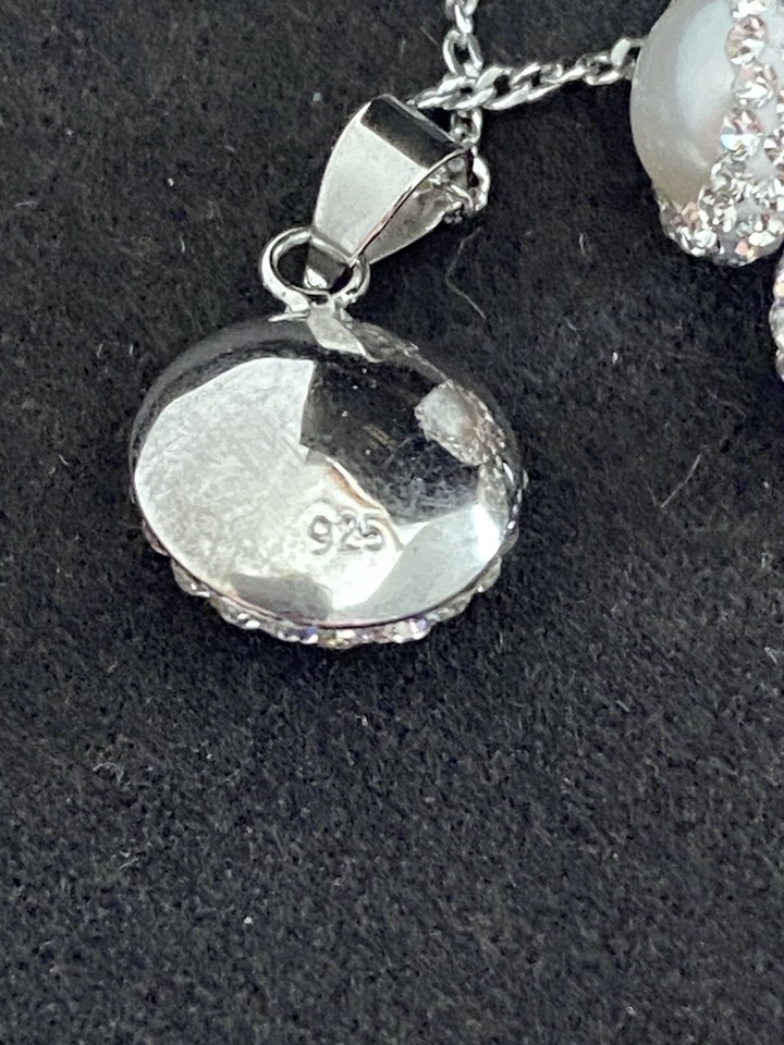 Warren James Silver 925 Cultured Freshwater Pearl &Crystal Pendant