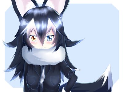 Anime heterochromia gray wolf kemono Playmat Gaming Mat