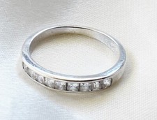 bague alliance argent 925 poinçonné décor oxyde diamant brille T.53 1/2 B426