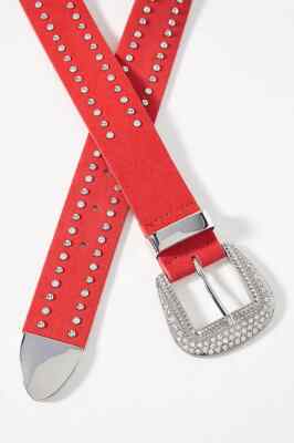 Anthropologie Rhinestone-Studded Western Belt Red Rogue Size