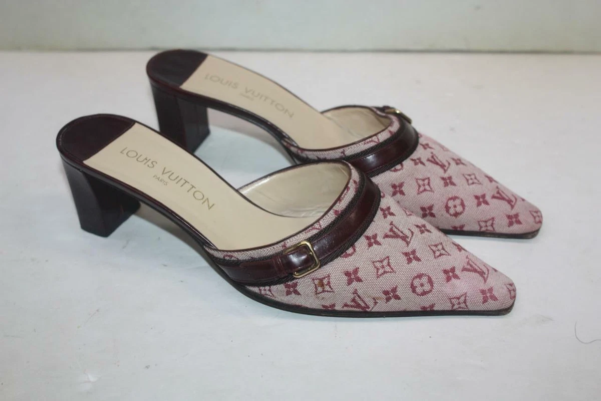 LOUIS VUITTON Cherry Red Monogram Mini Slide Mules Size 38.5 EU / 8.5 US