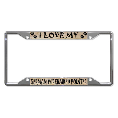 GERMAN WIREHAIRED POINTER Dog License Plate Frame Tag Holder Four Holes