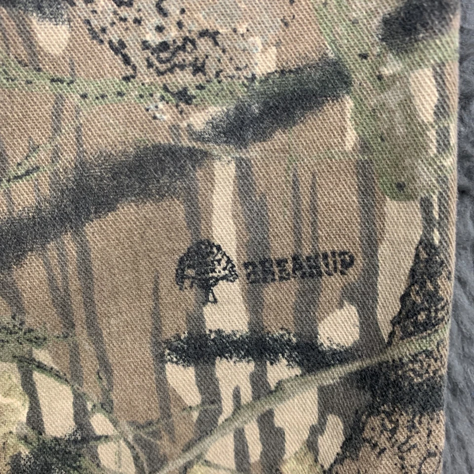 Antiga Calça Cargo Masculina Mossy Oak X-Grande Marrom Camuflagem Breakup Feita nos EUA Anos 90 - Imagem 3 de 4