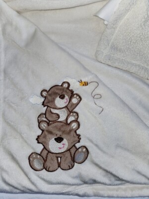 Little Miracles Baby Blanket 2 Bear Bee Cloud Lovey Thick Sherpa Cream