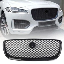Front Upper Vent Grille Gloss Black Mesh Radiator Fit Jaguar F-PACE 2016-2020