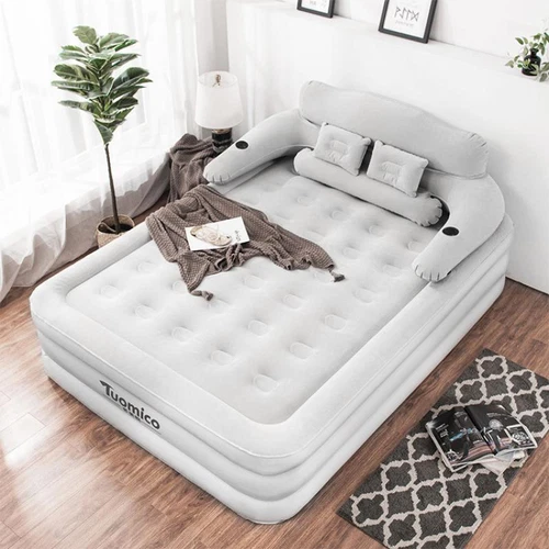 Inflatable High Raised Double Air Bed Mattress King Size with Pump & Pillow Set - Picture 2 of 12