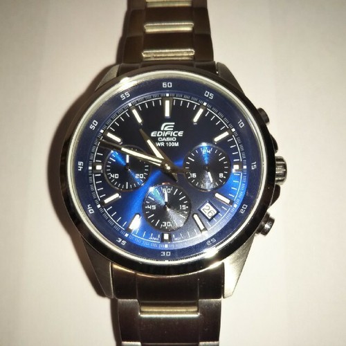 Casio Edifice Watch EFR-527D-2A Chronograph Round Face Blue Silver Japan  New 4971850912736 | eBay