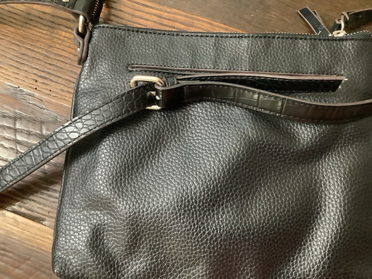 DANA BUCHMAN Black Pebbled Faux Leather Crossbody Handbag Shoulder