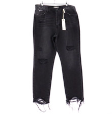 Band Of Gypsies Women’s Jeans Size 32 14 Charcoal Distressed Thrashed Button Fly