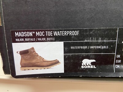 Sorel Moc Toe Madison Mens Gray Leather Waterproof Boots NM-2788