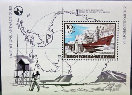 BELGIUM BELGIEN 1966 Block 36 Antarktis Expeditionen Kaiserpinguin Schiff Ship** - Bild 1 von 1