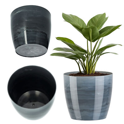 KADAX Blumentopf, Pflanzkübel, Blumenkübel aus Kunststoff, rund, 14 cm, Grau