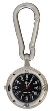 Klox Silver Clip On Carabiner Black Face FOB Watch for Doctors Nurses Paramedics