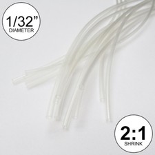 1/32" ID Clear Heat Shrink Tube 2:1 ratio polyolefin 25 ft inch/feet/to 0.8mm