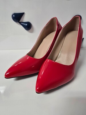 Women's Pointed Toe Pumps Faux Patent Leather 8cm High Stiletto Heel Party Shoes