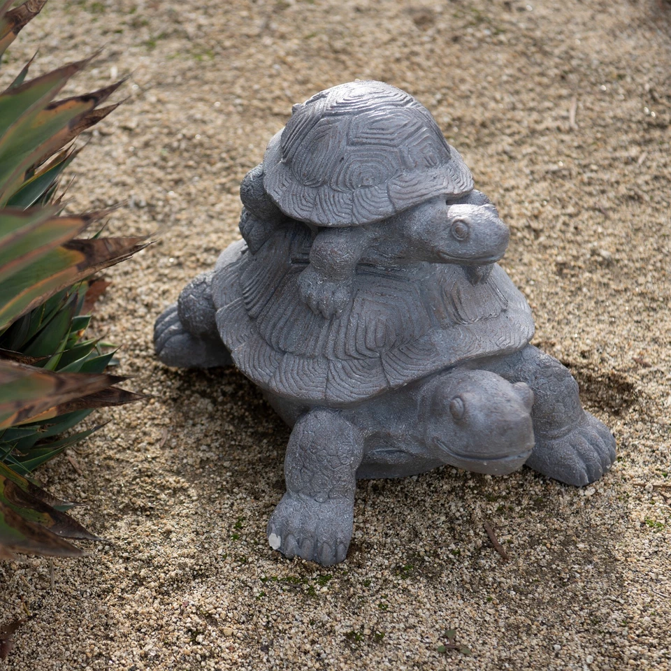 XBrand 18.9"L Light Grey MGO Mother and Baby Turtle Statue XR-5-0460 - Image 2 of 4