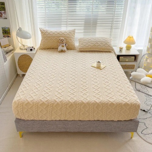 Spannbettlaken Winter Warm Matratzenschoner Bezug für Schlafzimmer Zuhause Bettbezug - Bild 27 von 30