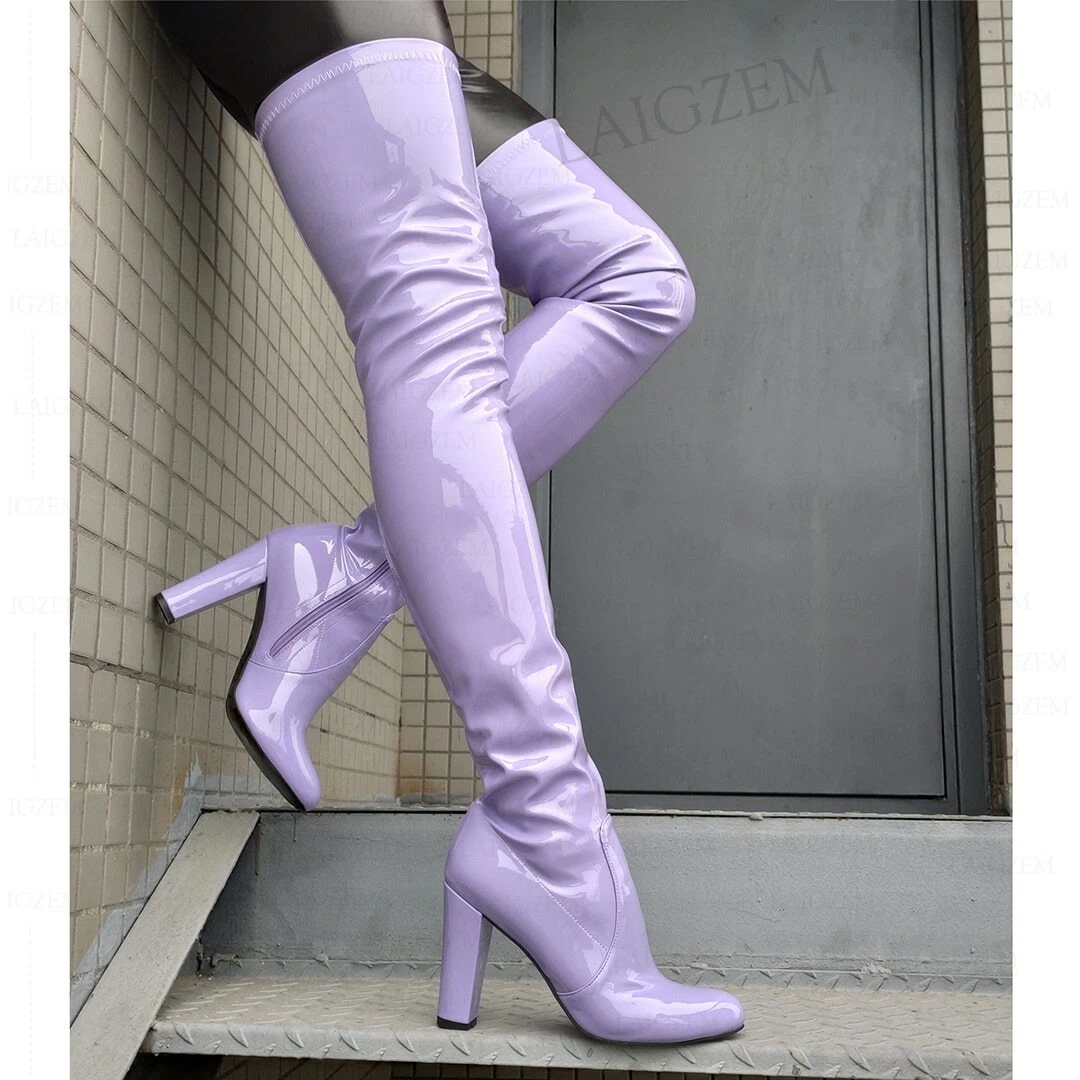 Lilac thigh high clearance boots