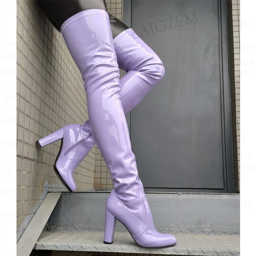 lavender over the knee boots