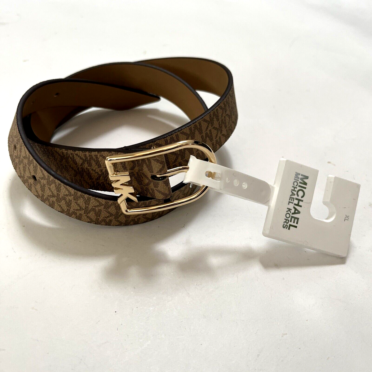 NWT Original MICHAEL KORS Signature Brown Gold Belt X-Large 556286C Logo Brand NWT Original MICHAEL KORS Signature Brown Gold Belt X-Large  main image 4