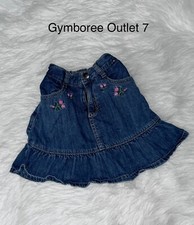 Gymboree Outlet Bright Tulips Ruffled Denim Skirt Size 7