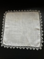 Vintage Ivory Handkerchief with Tatting for Wedding Day