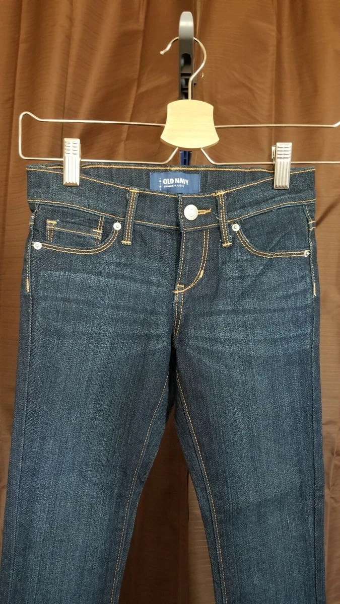 Old Navy Girls Skinny Jeans Adjustable Waist Sz 7 Regular dark Blue GS 5