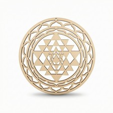Sri Yantra Wanddeko Meditativ Wandrelief aus Holz Stilvoll f&uuml;r Yogastudio