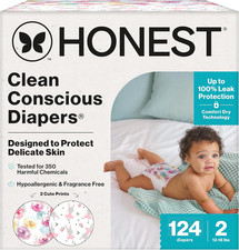 Honest Company 124 Pack Clean Conscious Unisex Size 2 Disposable Baby Diapers