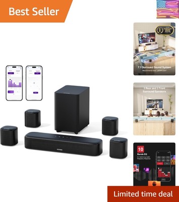7.1ch Virtual Surround Sound Bar, Sound Bar for Smart TV with 4 Surround Spea...