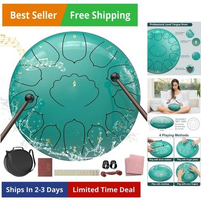 D Major Steel Tongue Drum Handpan, 12 Inch 13 Note Rain Drum for Outside Gard...