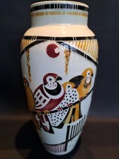 Beau vase modèle Ceylan en faïence Keller & Guérin Lunéville Art Déco collection