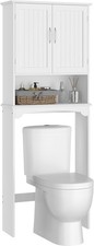 Over the Toilet Storage Cabinet Bathroom Organizer White Adjustable Shelf