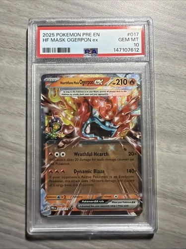 2025 POKEMON PRE EN-PRISMATIC EVOLUTIONS #017 HEARTHFLAME MASK OGERPON EX PSA 10