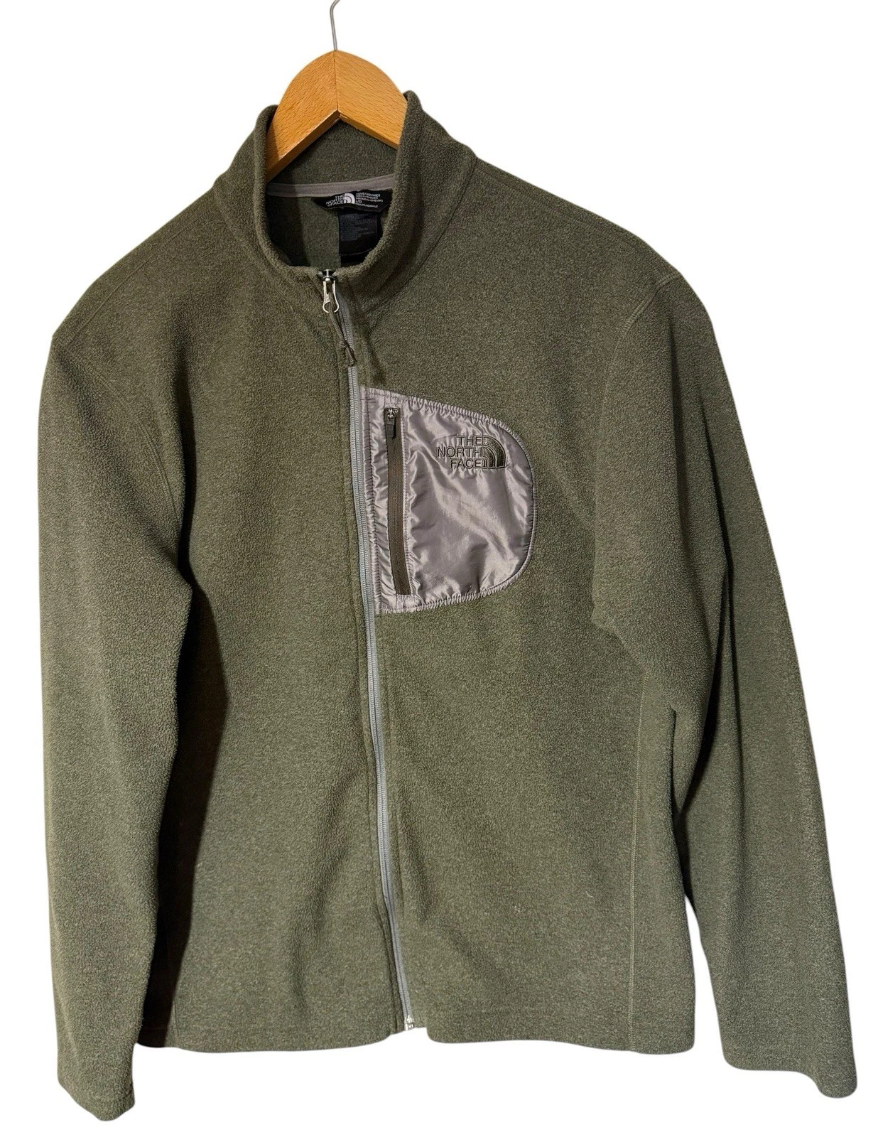 The North Face Khaki Green Full Zip Jacket Men’s Large Zippered Pocket