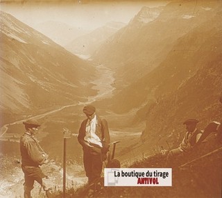 Pic de Pinède Pyrénées plaque de verre photo ancienne stéréo sépia 6x13 cm