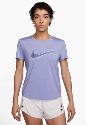 Nike One Swoosh STRETCH Laufshirt Sportshirt kurzarm Damen lila HJ2204-533