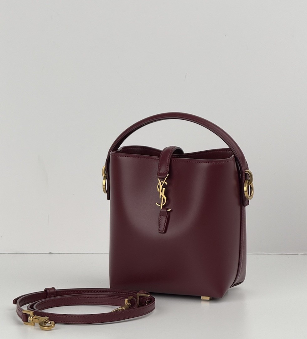 Saint Laurent LE 37 Mini borsa in pelle bordeaux scuro