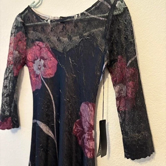 Vestido Vintage KOMAROV Malla Estampado Floral Talla S Nuevo Con Etiquetas Foto 2 de 4