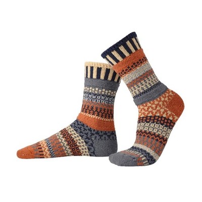 Unisex Crew Socks Mismatched Odd Vibrant Colours Fair Isle Striped Boot Solmate